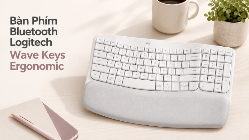 B&agrave;n Ph&iacute;m Bluetooth Logitech Wave Keys Ergonomic