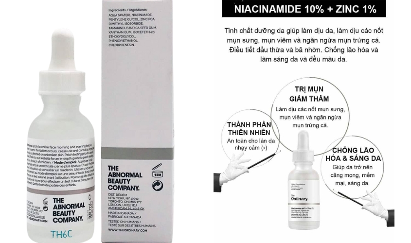 Thành phần serum The Ordinary Niacinamide 10% + Zinc 1%