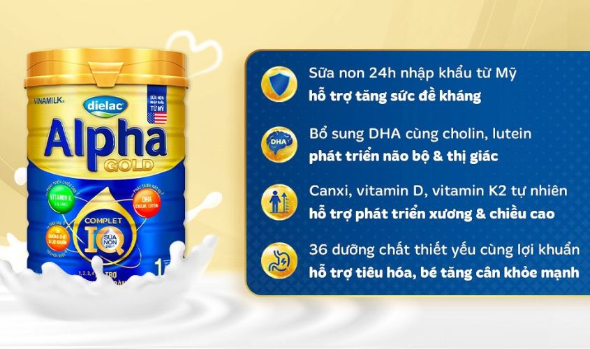 Sữa bột Dielac Alpha Gold IQ số 1 (sữa non) 800g (0 - 6 tháng)
