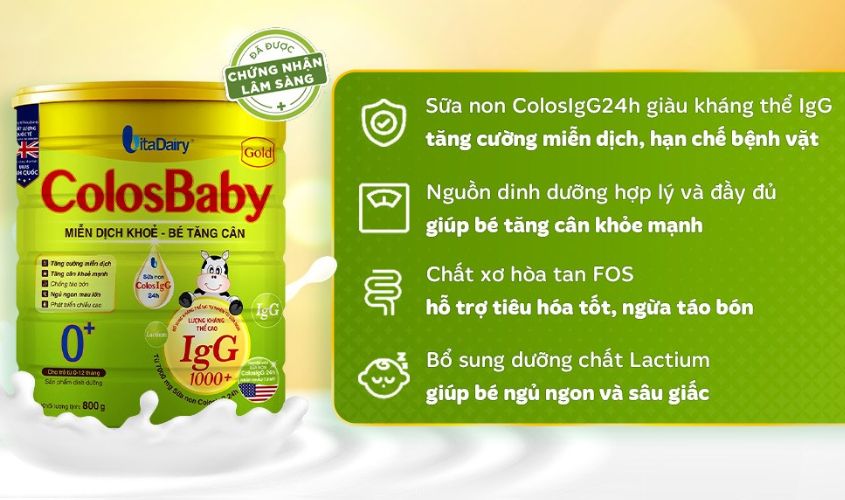 Sữa bột ColosBaby Gold 0+ (sữa non) hương vani 800g (0 - 12 tháng)