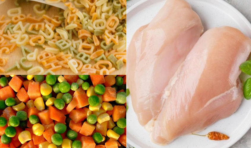 Món nui với gà rau củ cho bé ăn dặm giàu đạm và chất xơ