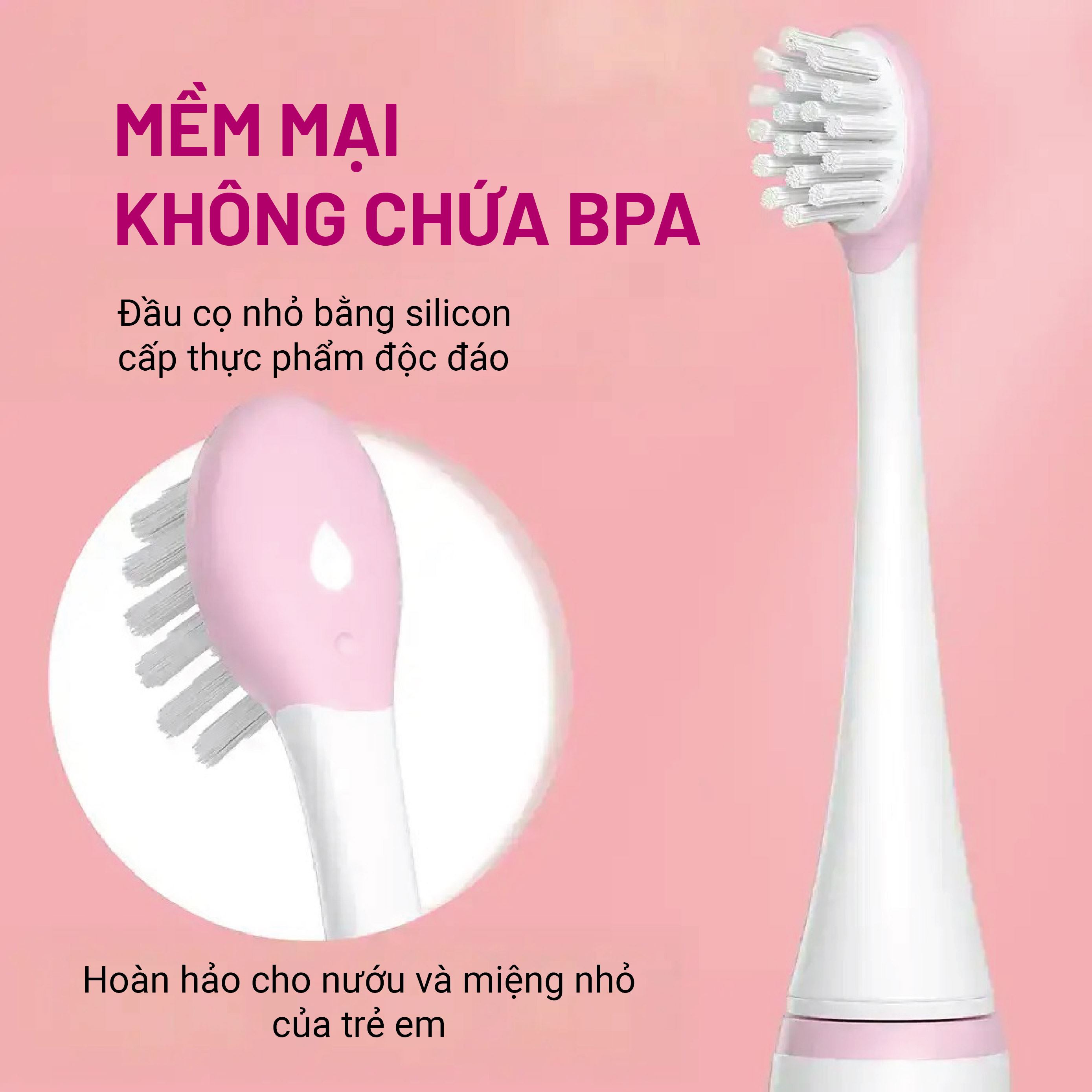 Bàn chải điện Seago SG-567-PINK sử dụng mềm mại, làm sạch răng miệng hiệu quả
