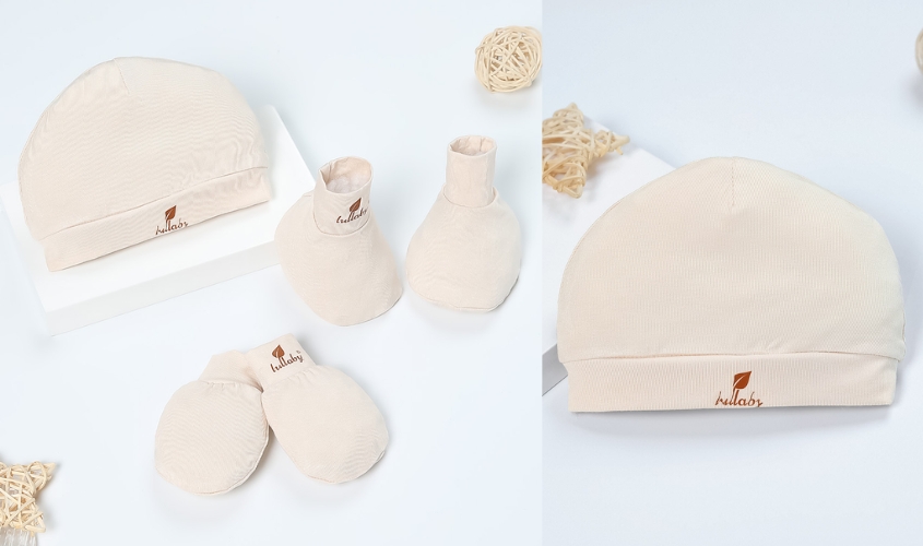 Set nón, bao tay bao chân Lullaby NH977R màu be (0 - 1 tháng)