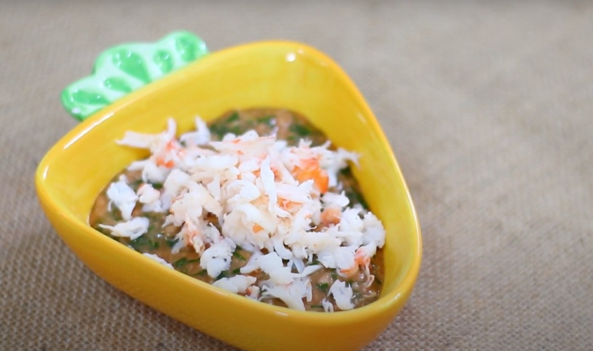 Hình minh họa cháo tôm yến mạch rau mồng tơi