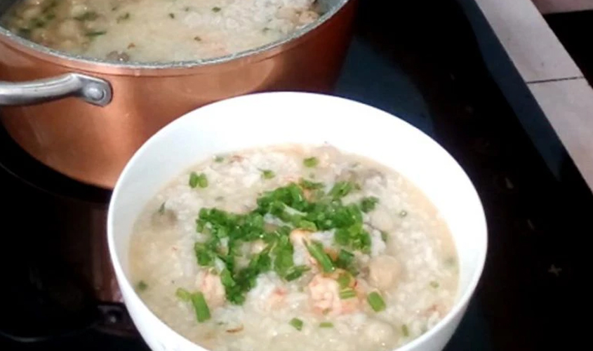 Hình minh họa cháo tôm nấm rơm