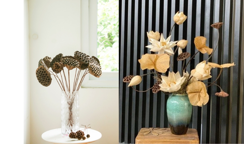 Mẫu cắm hoa sen khô