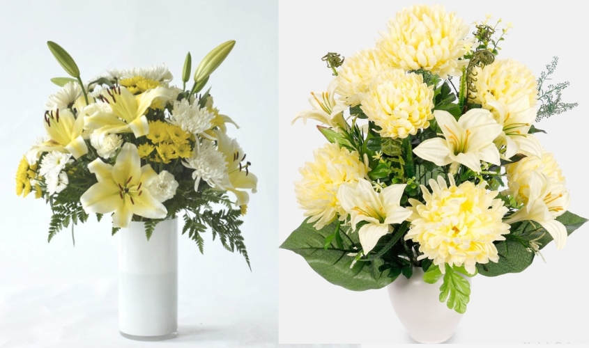 Cách cắm hoa ly cùng hoa cúc
