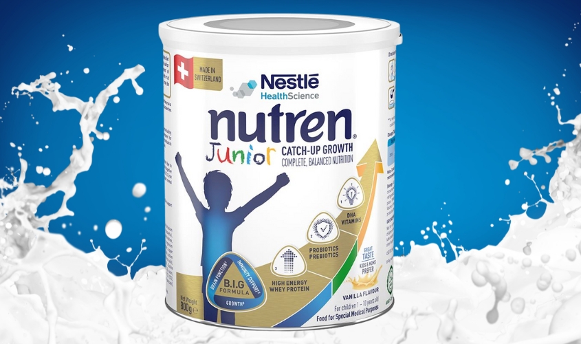 Sữa bột Nutren Junior hương vani 800g (1 - 10 tuổi) - Giao bao bì ngẫu nhiên