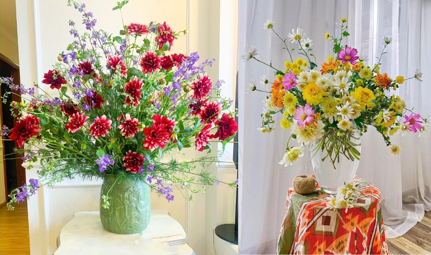 Cách cắm hoa ngày Tết - hoa thược dược