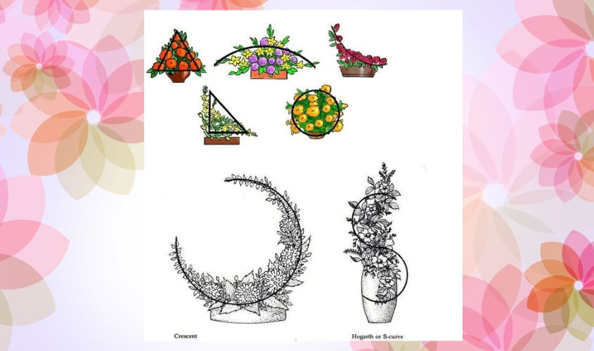 Bố cục cắm hoa cát tường với dáng trăng non