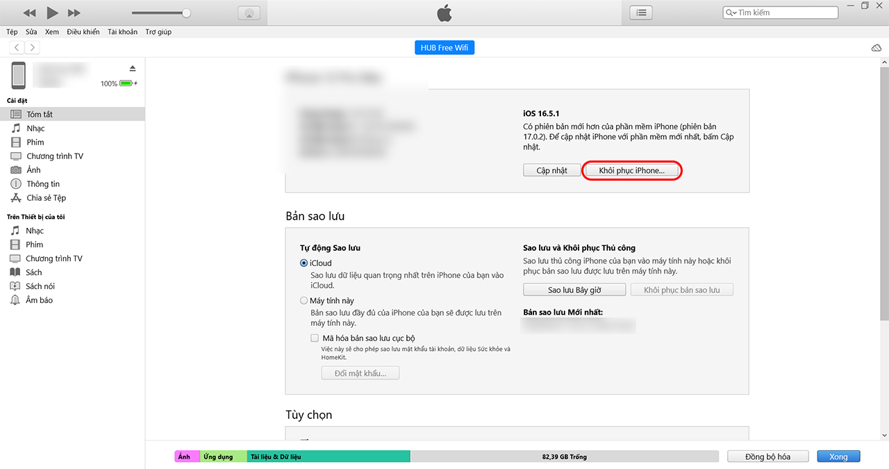 Restore iPhone bằng iTunes Restore iPhone bằng iTunes