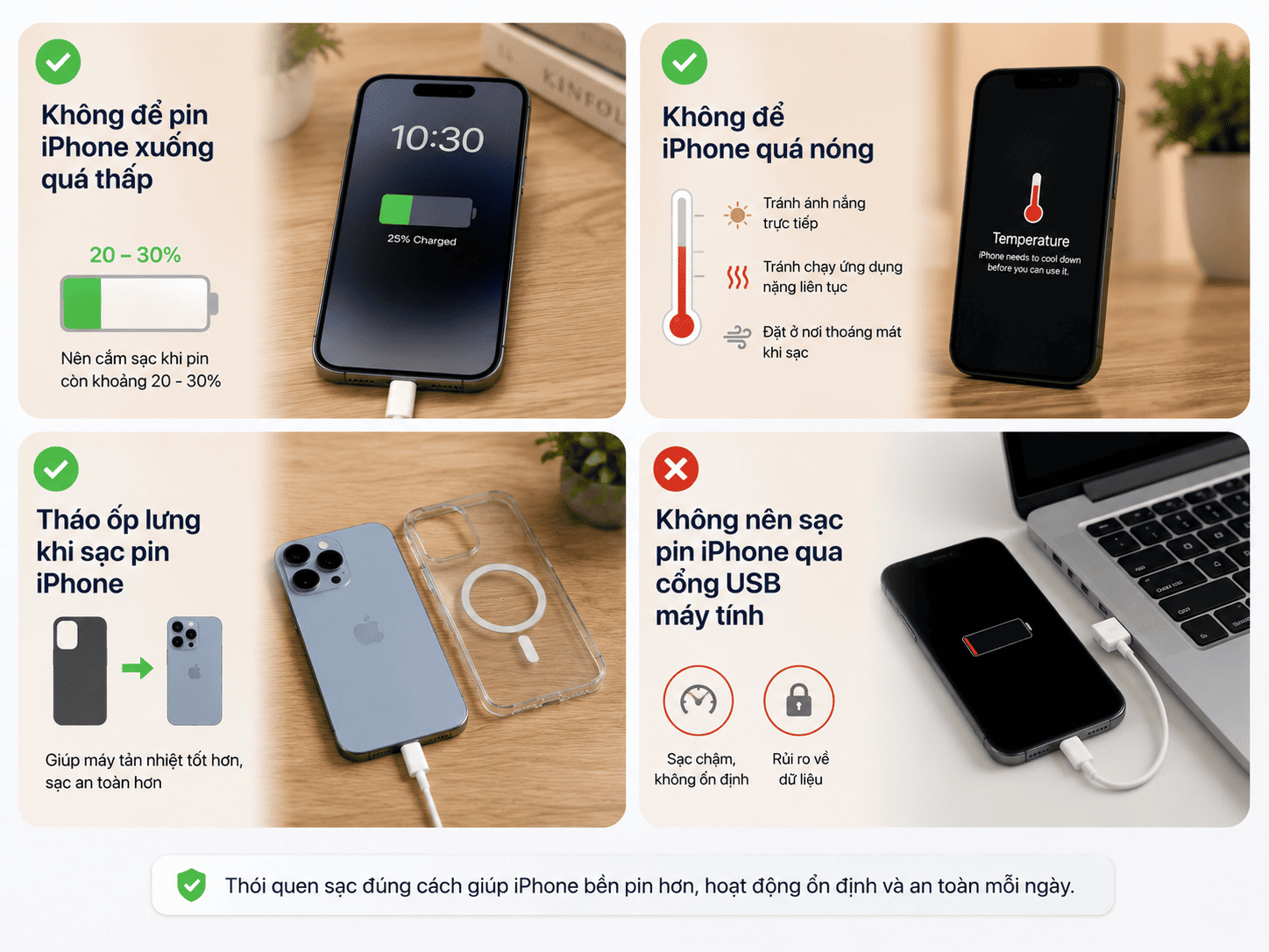 Cách sạc pin iPhone hằng ngày đúng cách Cách sạc pin iPhone hằng ngày đúng cách