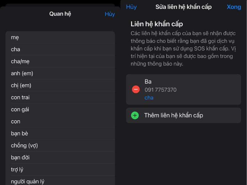 Chọn liên hệ từ danh bạ