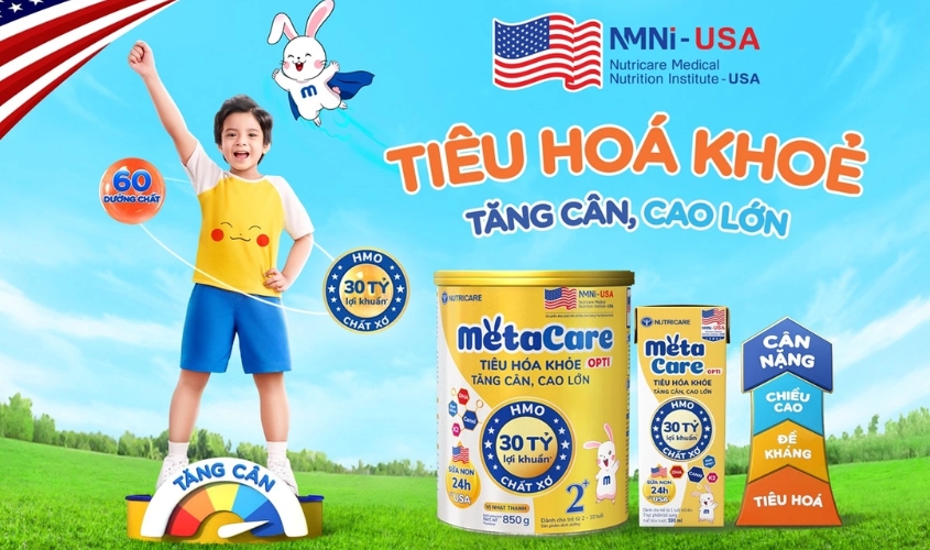 Sữa MetaCare Opti giúp trẻ tiêu hóa khỏe, tăng cân, cao lớn