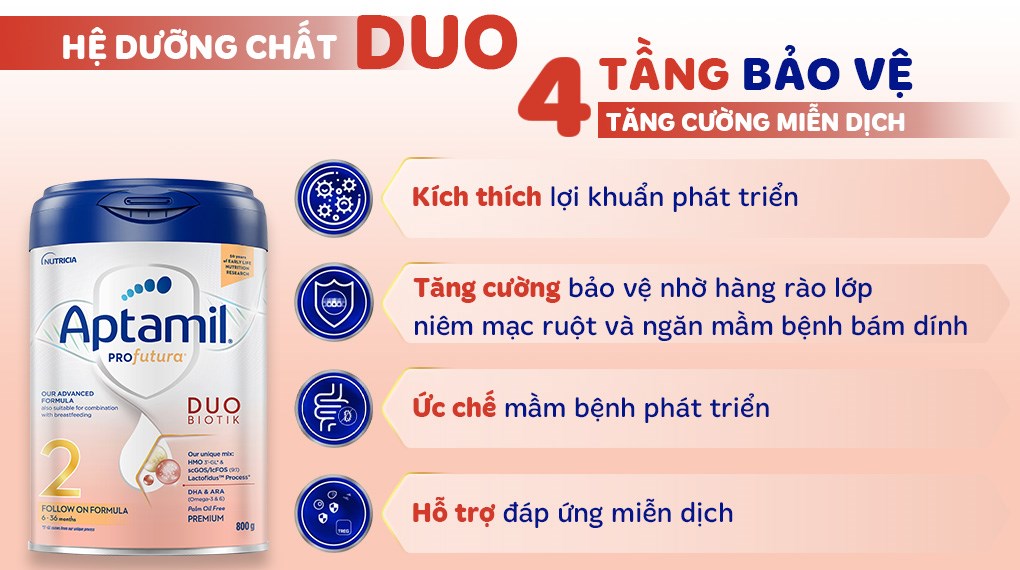 Sữa bột Aptamil Profutura Duobiotik số 2 800g (6 - 36 tháng)