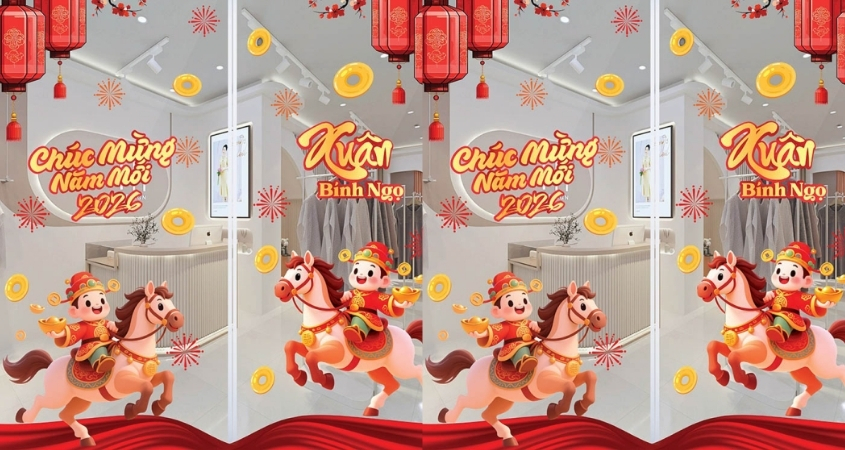 Đề can trang trí Tết Bính Ngọ 2026 Đề can trang trí Tết Bính Ngọ 2026