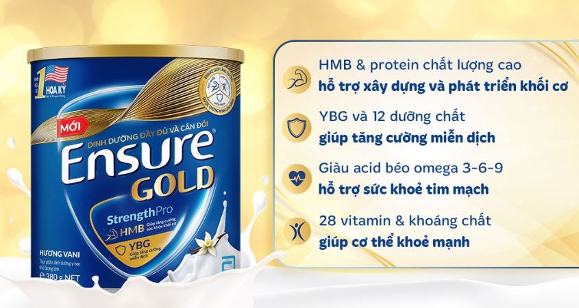 Sữa bột người lớn Ensure Gold StrengthPro hương vani 380g