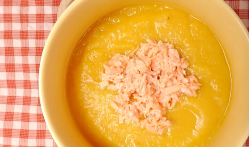 Hình minh họa súp đậu lăng cá hồi rau củ