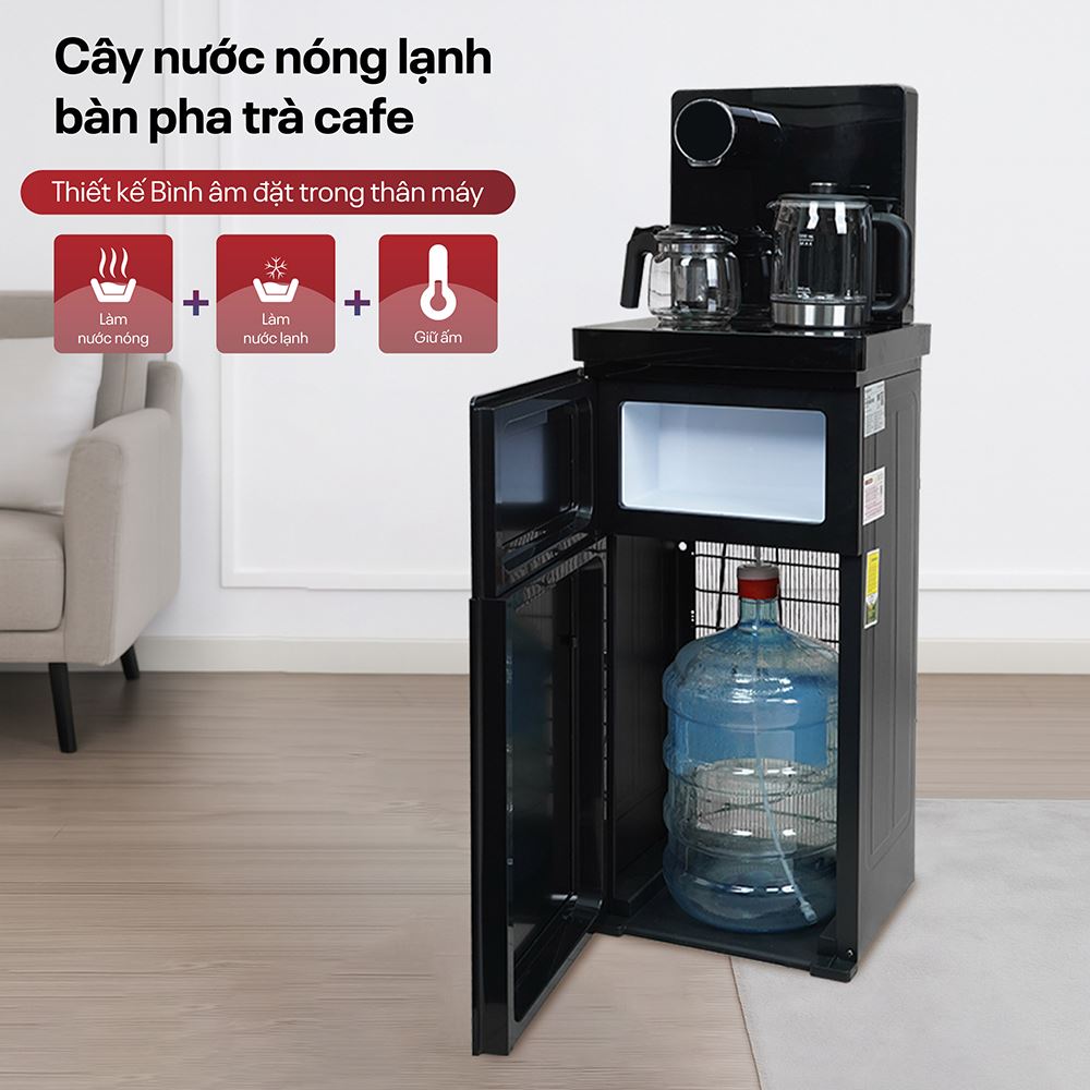 Cây nước nóng lạnh FUJIHOME TBA2 1450W có kích thước Cao 120 cm - Ngang 40.5 cm - Sâu 33 cm - Nặng 11.5 kg