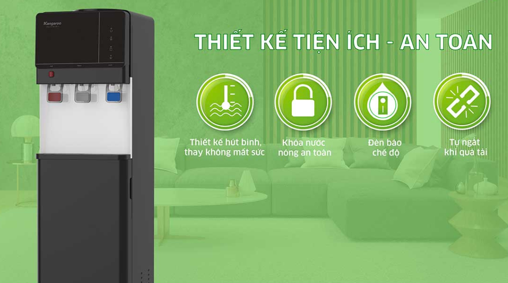 Cây nước nóng lạnh Kangaroo KG64A3 585W sử dụng bình úp trên 20 lít