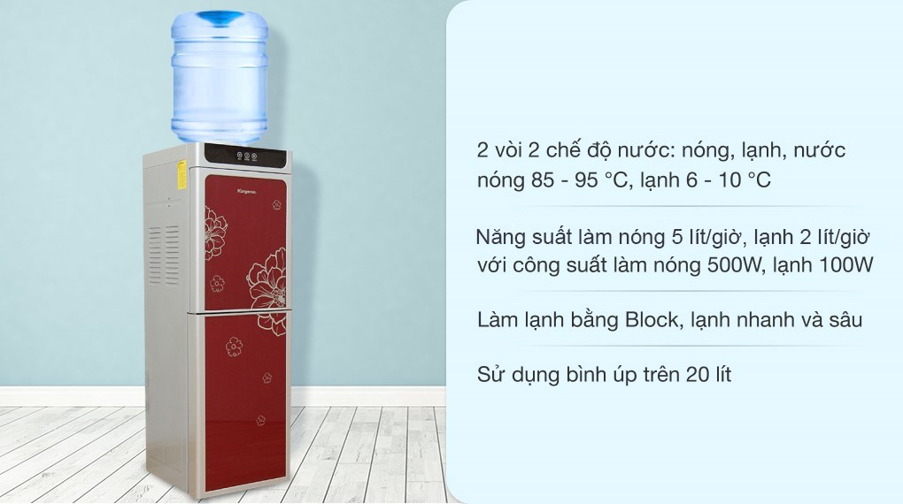 Cây nước nóng lạnh Kangaroo KG40N 600W có khoang chứa đá viên tiện lợi