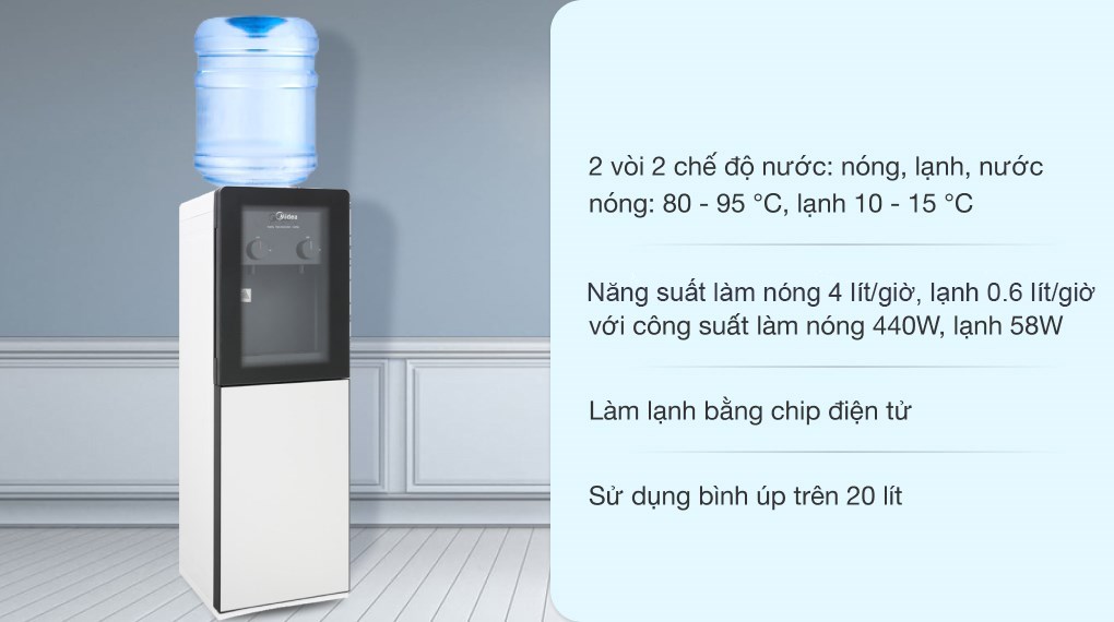 Cây nước nóng lạnh Clari YLR-5L(1010) 520W có khả năng giữ nước lạnh và nước nóng tự động