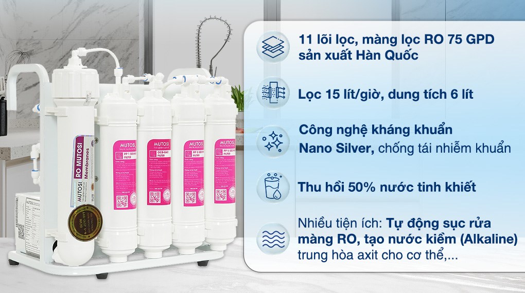 Máy lọc nước ro mutosi mp-1101 11 lõi được bán với giá 4.580.000 đồng (cập nhật 25/06/2025 và có thể thay đổi theo thời gian)