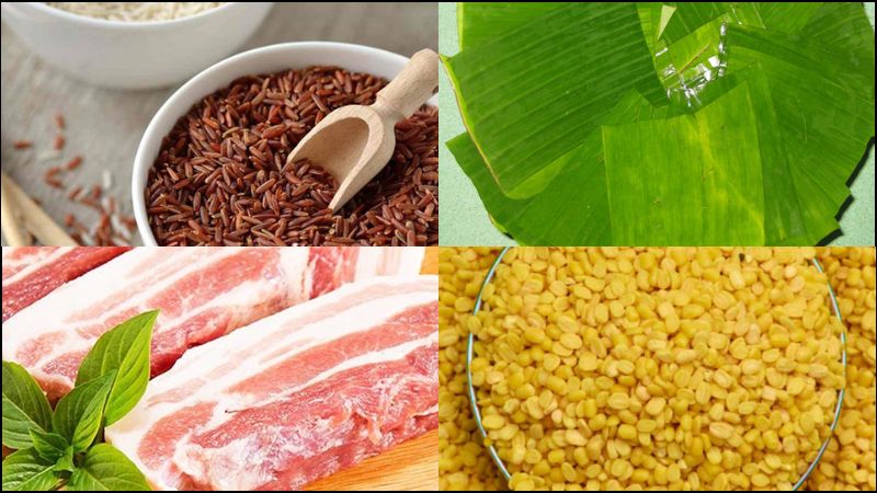 Nguyên liệu của món bánh chưng gạo lứt