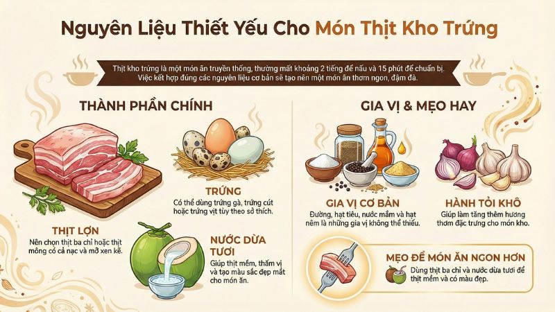 Nguyên liệu món thịt kho trứng Nguyên liệu món thịt kho trứng