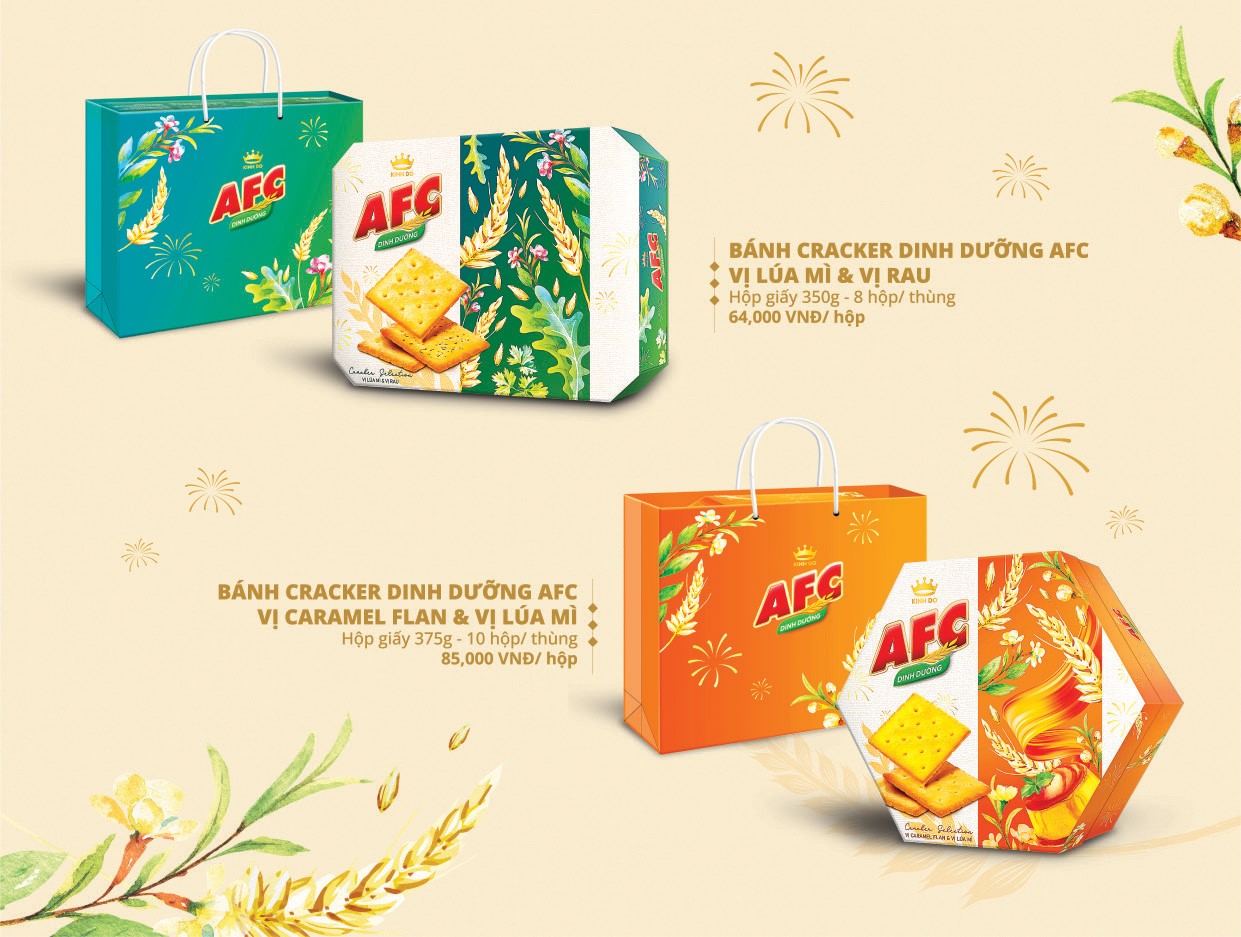 Hộp Quà Tết Bánh Quy AFC Vị Lúa Mì Và Rau 350G phiên bản 2025