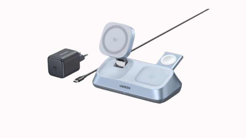 Đế sạc nhanh kh&ocirc;ng d&acirc;y 3 in 1 Ugreen Magflow W711 55677