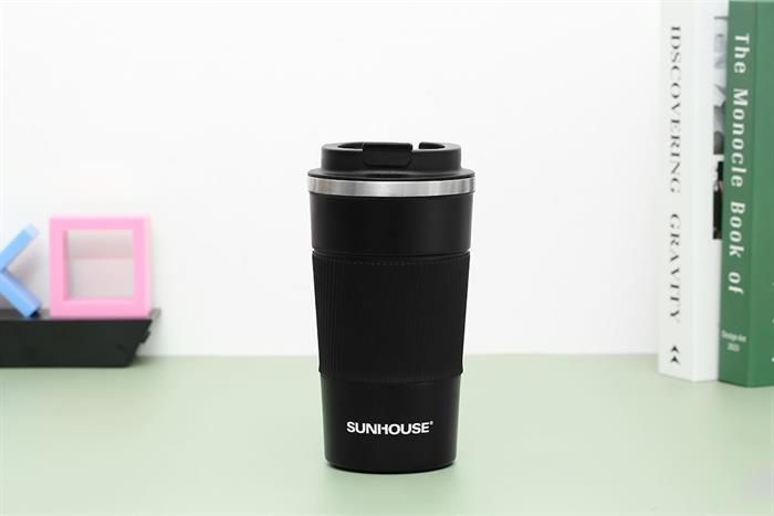 Ly giữ nhiệt inox 500 ml Sunhouse Snappy KS-TU500SB, giữ nóng lạnh 4 giờ, inox 304, nắp silicone chống tràn