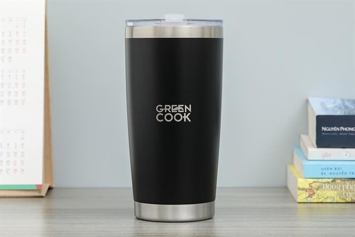 Ly giữ nhiệt inox 590 ml Green Cook GCC25-06 giữ nhiệt 6-10 giờ, inox 304 an toàn, tặng kèm ống hút inox