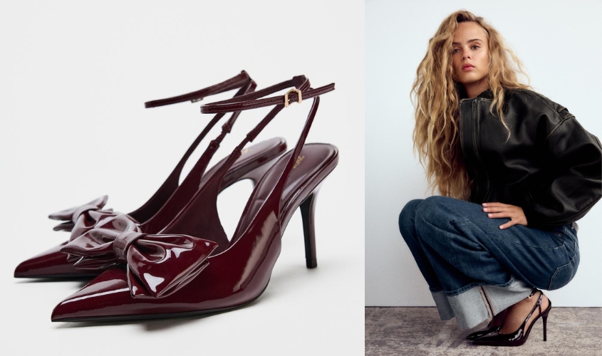 Giày cao gót màu đỏ burgundy hot trend