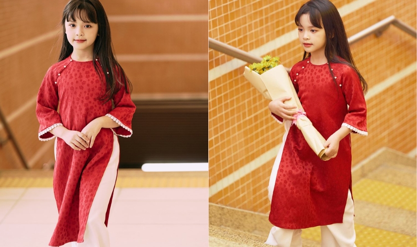 Phối áo dài cách tân cho bé dịp Tết 2025 rực rỡ
