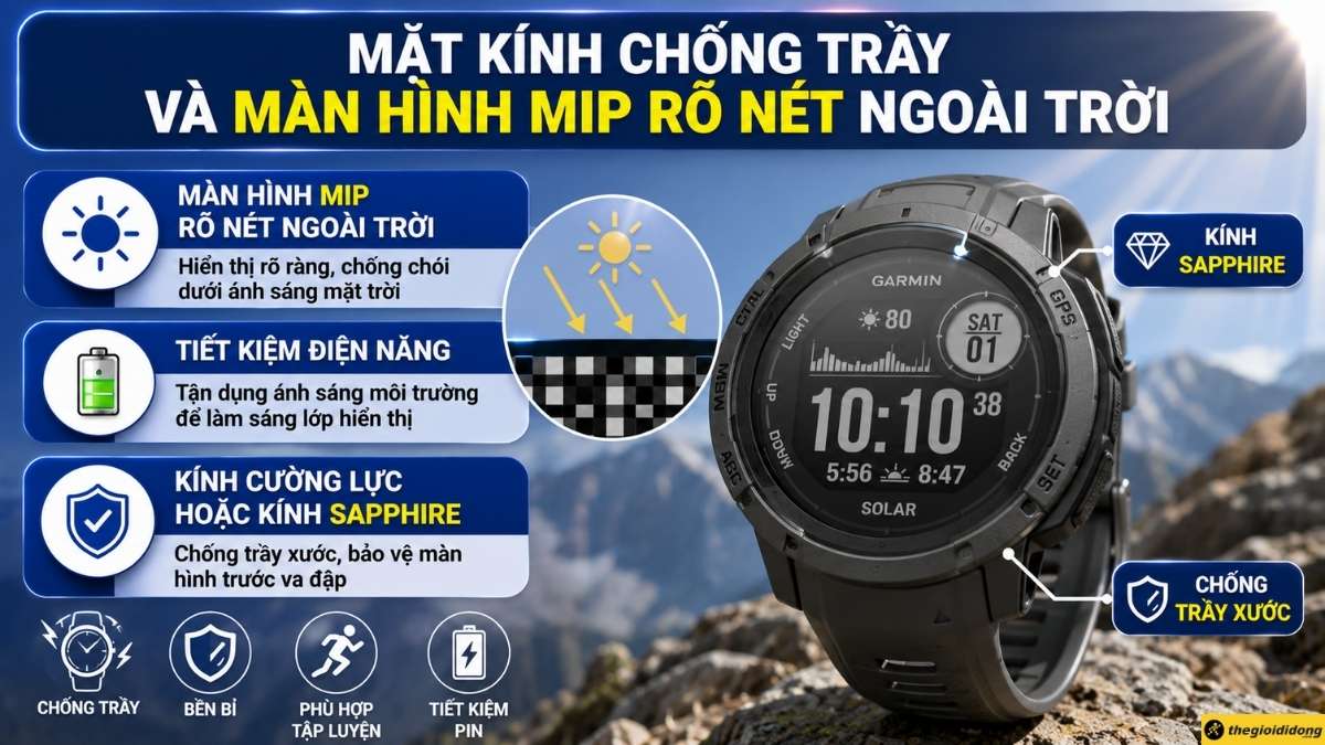 Đồng hồ Garmin sử dụng c&ocirc;ng nghệ m&agrave;n h&igrave;nh MiP