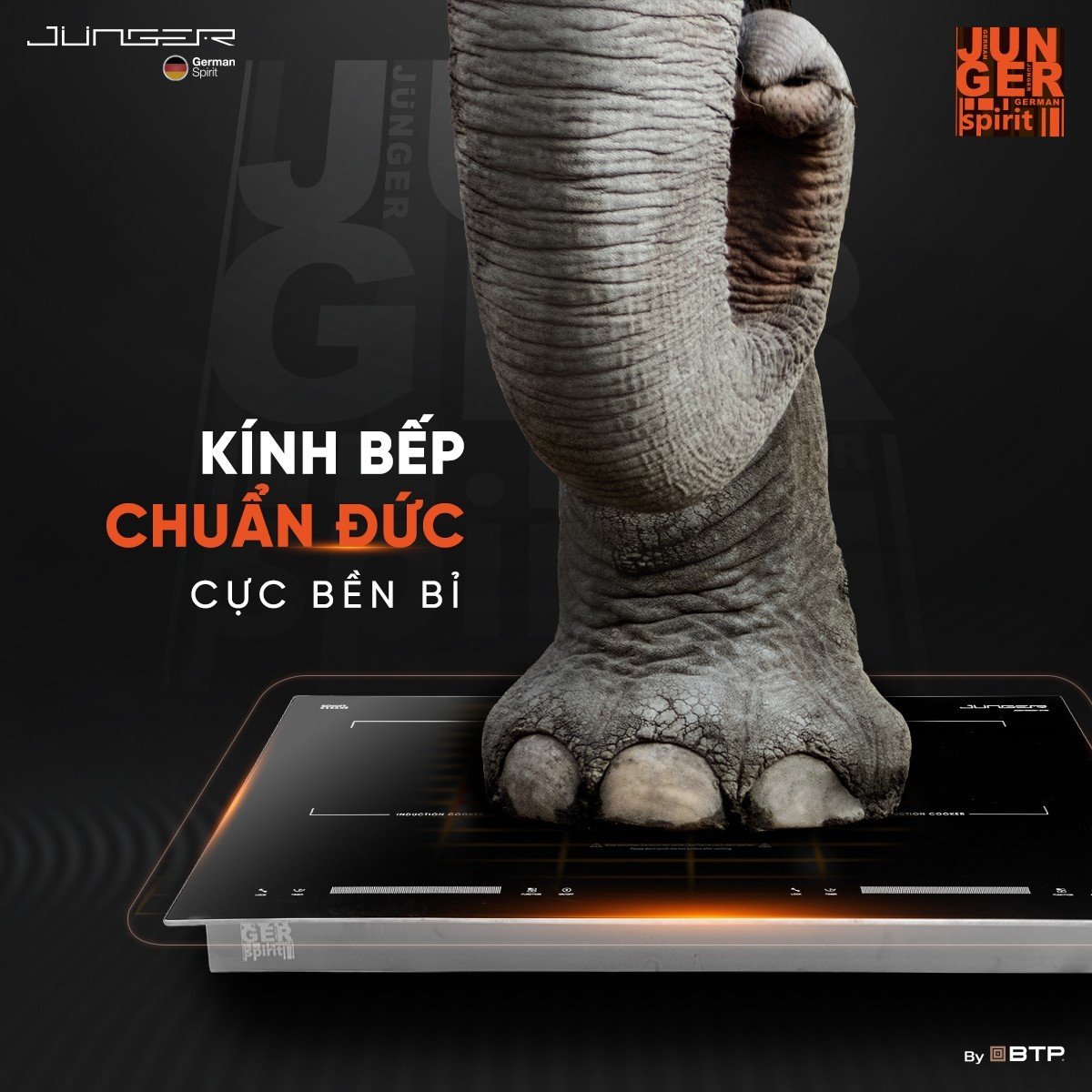 Bếp từ đôi âm Junger MK-22 4000W mặt kính Ceramic cao cấp chịu lực, chịu nhiệt và va đập tốt cực kỳ bền bỉ theo thời gian