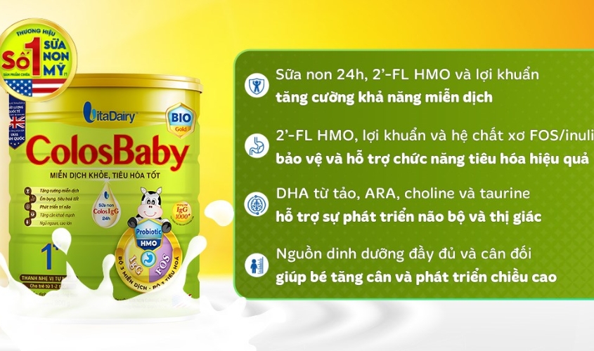 Sữa bột ColosBaby Bio Gold 1+ hương vani 800g