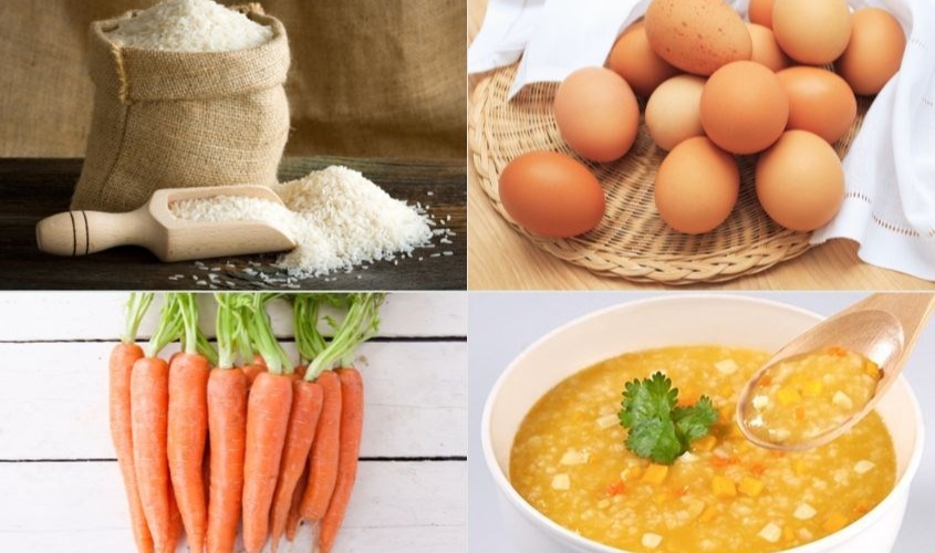 Hình minh họa cháo trứng gà cà rốt