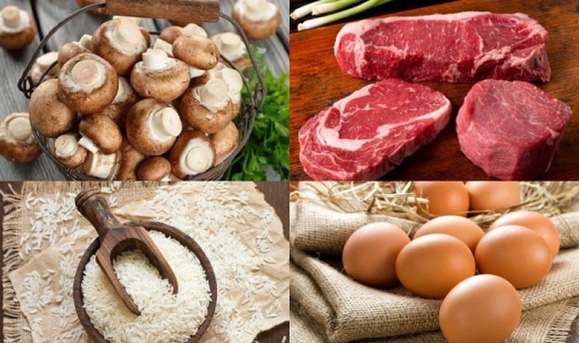 Nguyên liệu nấu cháo trứng gà thịt bò, nấm hương