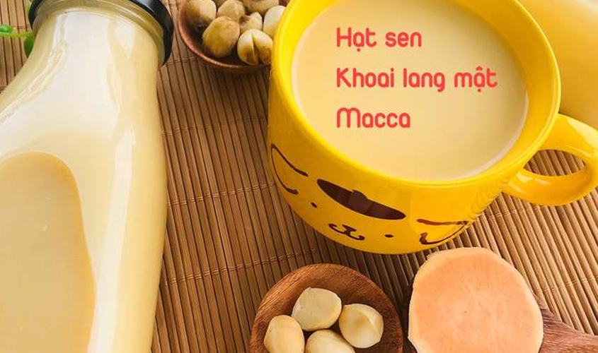 Hình minh họa sữa hạt sen khoai lang macca