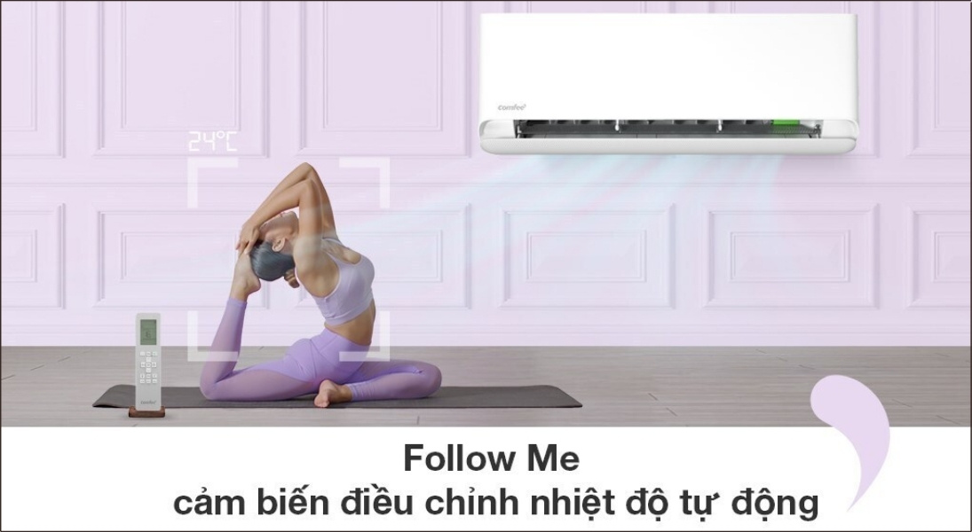 Follow Me là công nghệ cảm biến nhiệt độ thông minh được tích hợp trực tiếp trên remote của máy lạnh Comfee