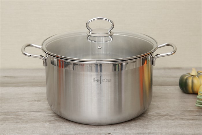 Nồi luộc gà Fivestar 28cm nắp kính đáy từ 3 lớp Nồi luộc gà Fivestar 28cm nắp kính đáy từ 3 lớp