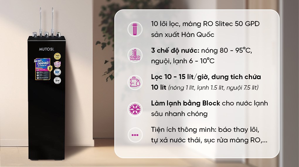 Máy lọc nước Mutosi MP-S129 công nghệ Block nóng lạnh Máy lọc nước Mutosi MP-S129 công nghệ Block nóng lạnh