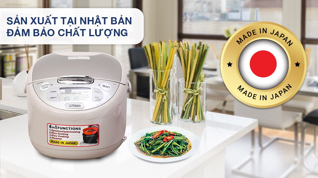 Nồi cơm điện tử Tiger JAX-S10W 1 lít nhỏ gọn, hỗ trợ Tacook nấu đồng thời tiện lợi