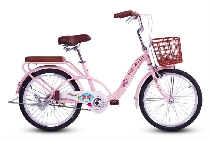 Xe đạp trẻ em nữ Thống Nhất Puppy 20 inch Hồng có bùn chắn thiết kế chắc chắn