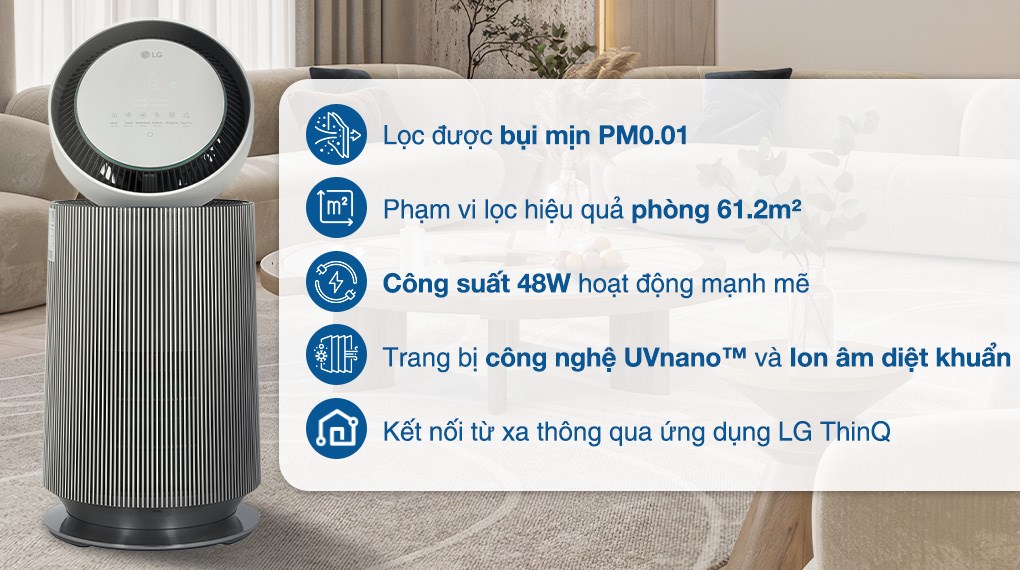 Máy lọc không khí LG PuriCare 360 Alpha Single AS65GDBY0.ABAE 48W