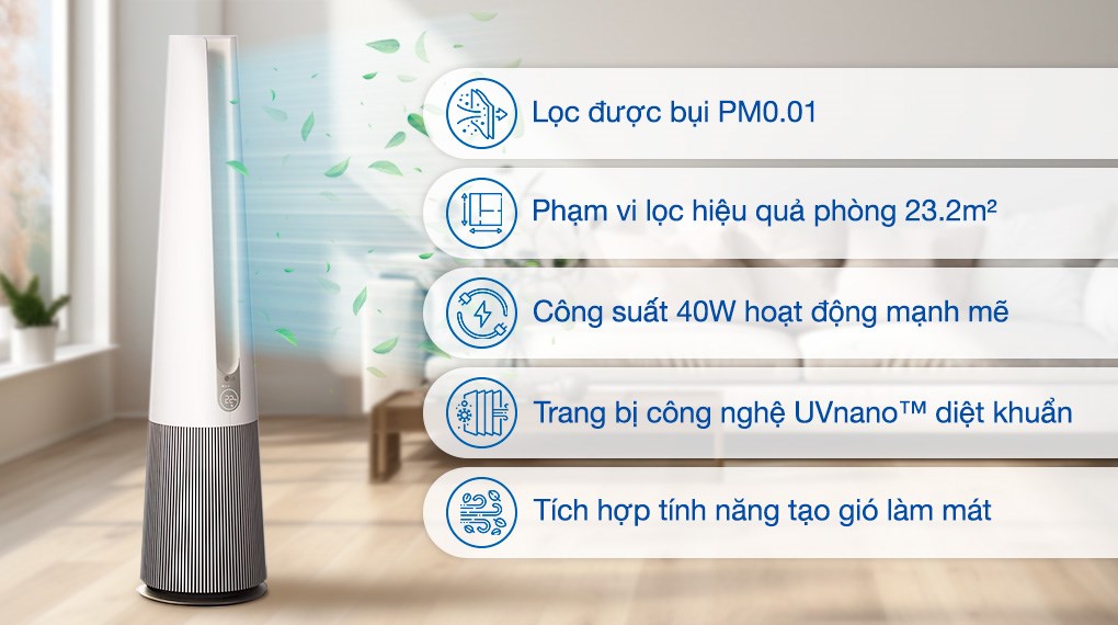 Máy lọc không khí LG PuriCare AeroTower Hit FS15GPBK0.ABAE 40W