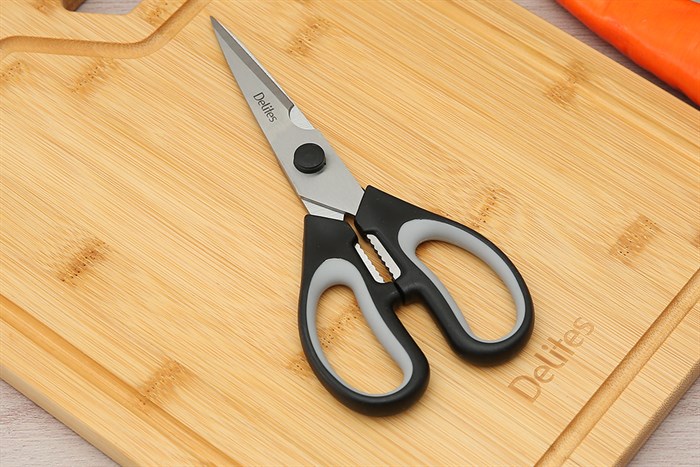 Kéo nhà bếp đa năng thép không gỉ 2Cr13 Delites TP9158-2025 có độ dày lưỡi kéo 2.335 mm, hỗ trợ cắt xương tốt