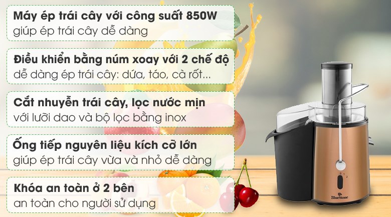 Máy ép trái cây BlueStone JEB-6545 công suất 850W ép nhanh, ép kiệt nước